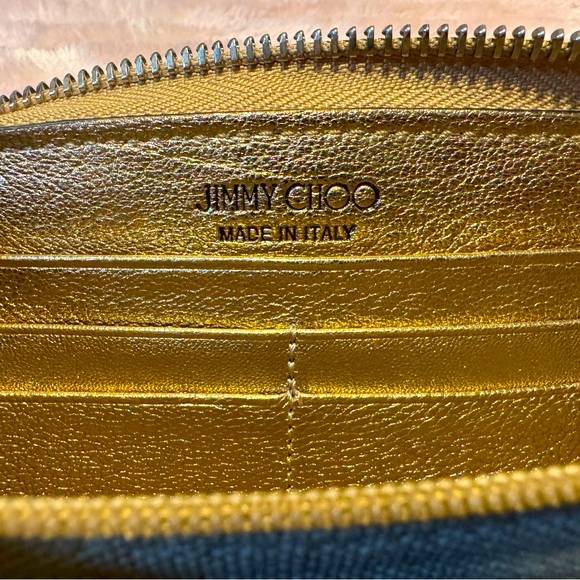 Jimmy Choo Long Wallet Filipa Star-Embossed Gold Metallic Authentic Discontinued - Picture 10 of 11
